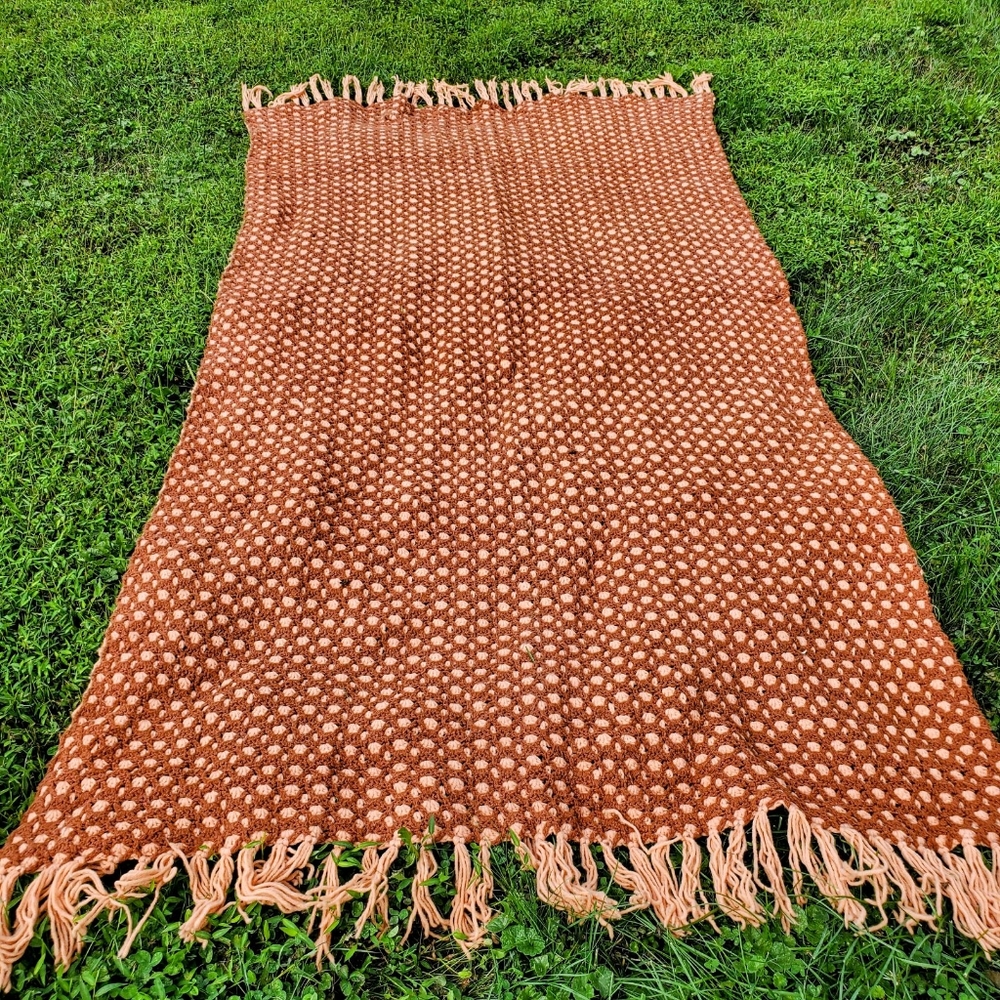 💥Taupe- Vintage Modern BOHO Crochet Afghan Blanket Throw - homemade with love